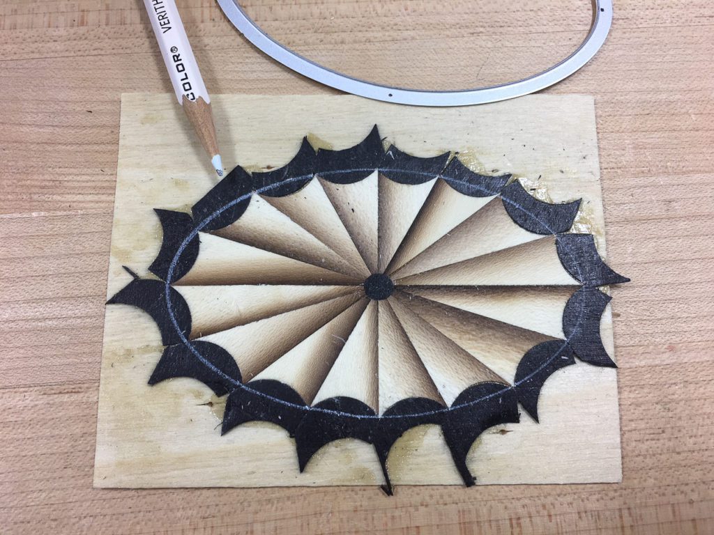 forming the oval on a fan inlay , Federal Period Fan Inlay