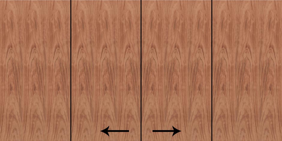 panel center match, red oak, veneer, detailed table, woodworking, learn woodworking, learn to veneer, grain pattern